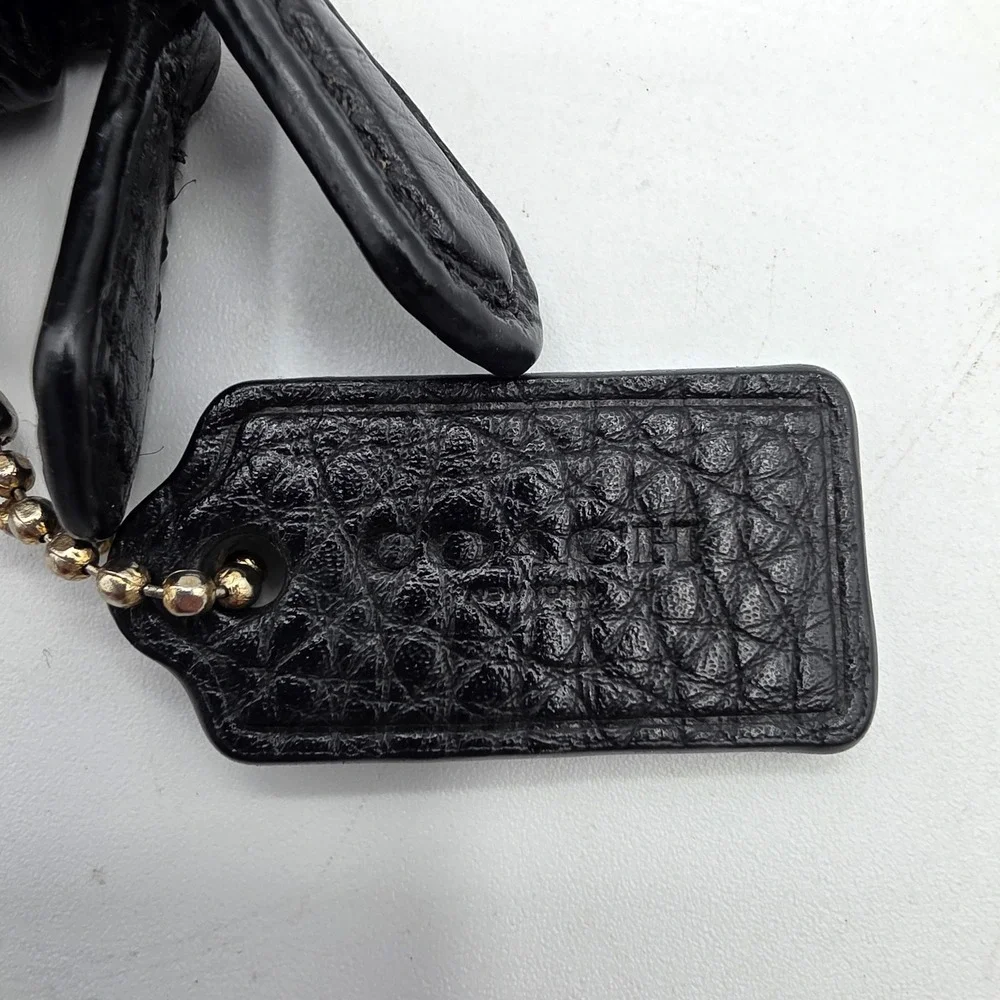 Coach Double Zip‎ Wristlet Womens Small Black Leather Designer Luxury Pouch Gold